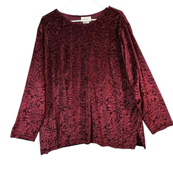 Vtg Velvet Burnout top Womens plus Sz 22/24 2x Y2K Goth Vampire Whimsigoth USA - Picture 2 of 10